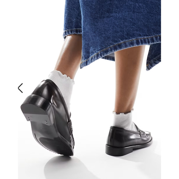 NEW MANGO MNG BLACK WHITE TWO TONE LEATHER PENNY LOAFERS SHOES SZ 36 US 6 - Picture 6 of 11